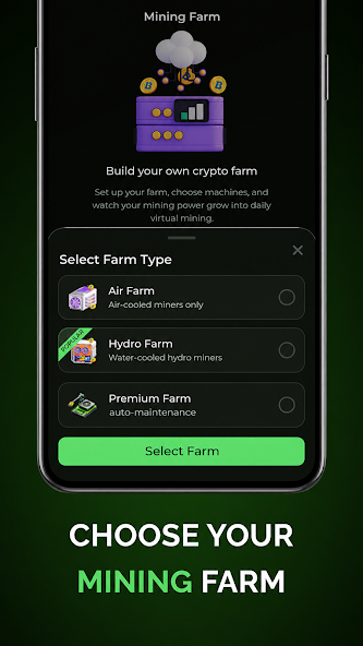 Choose a mining farm in BitXFarm
